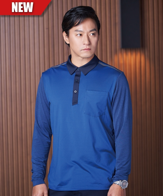 CT-624 블루 소매 스트라이프 근무복 티셔츠 (긴팔:쿨)